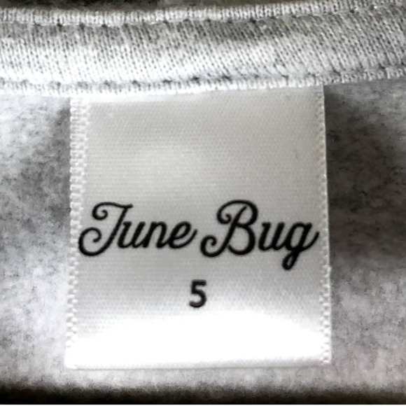 June Bug Hoodie Sweater Gray White Gold Butterfly Graphic Ruffled Zip Up Size 5 - Picture 6 of 12